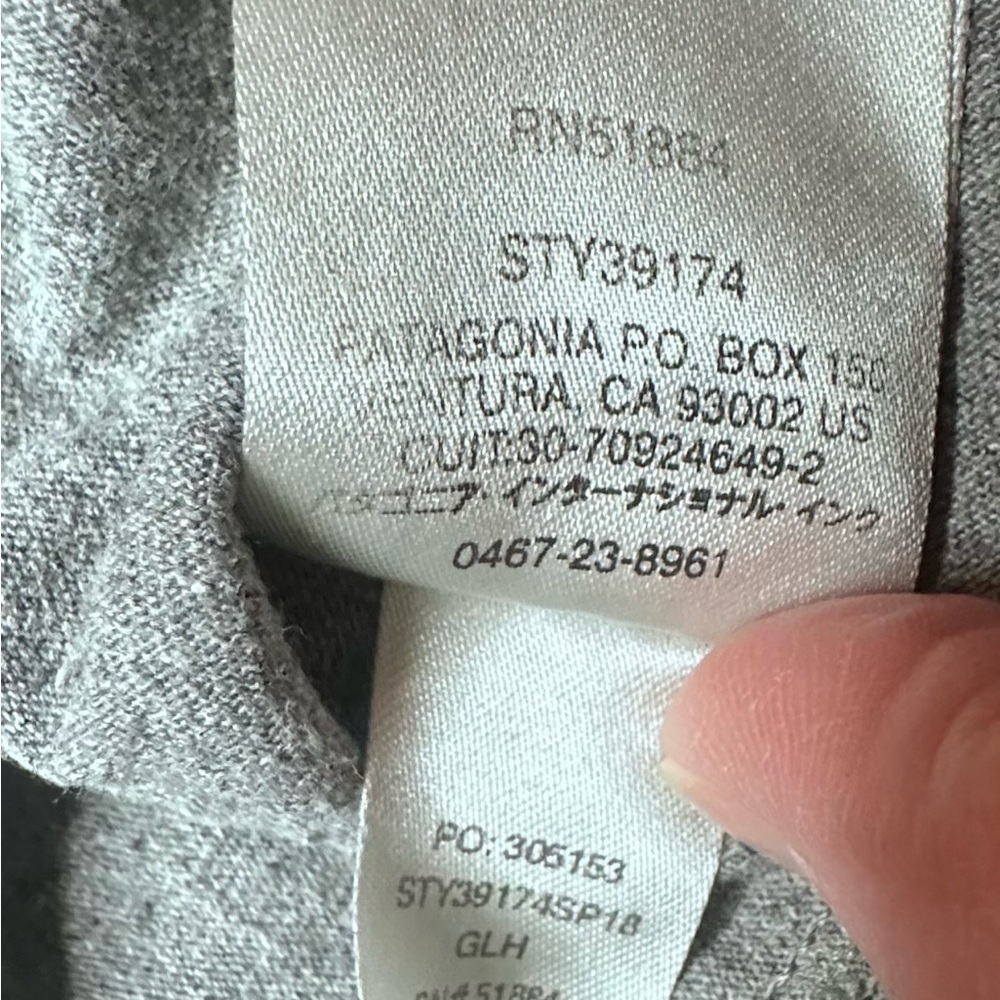 Men’s Patagonia P6 Logo Responsibili-Tee Gray Regular Fit Hiking T-Shirt Size L - Picture 9 of 10